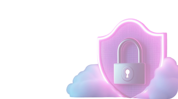 Schutzschild mit Schloss vor einer Cloud