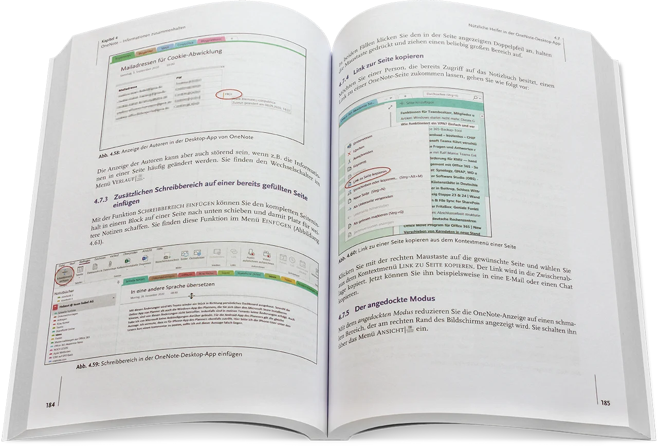 Blick ins Buch: Arbeiten mit Teams, OneNote & Outlook