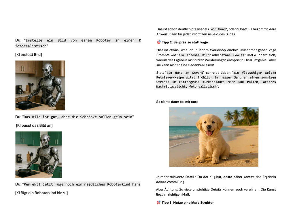 Screenshot zu Tipps für bessere Prompts