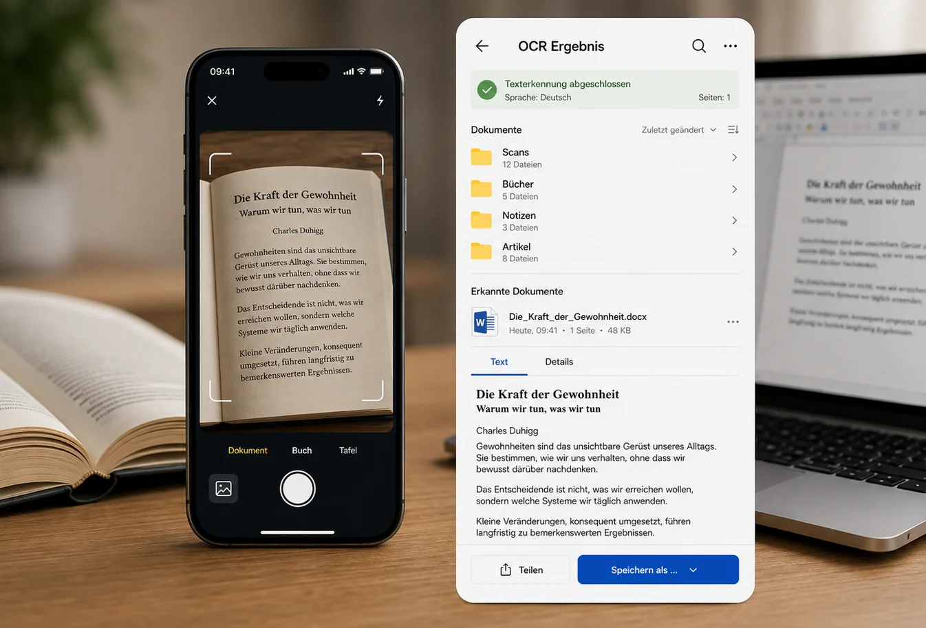 Eregebnis der OCR-Erkennung mit dem Smartphone