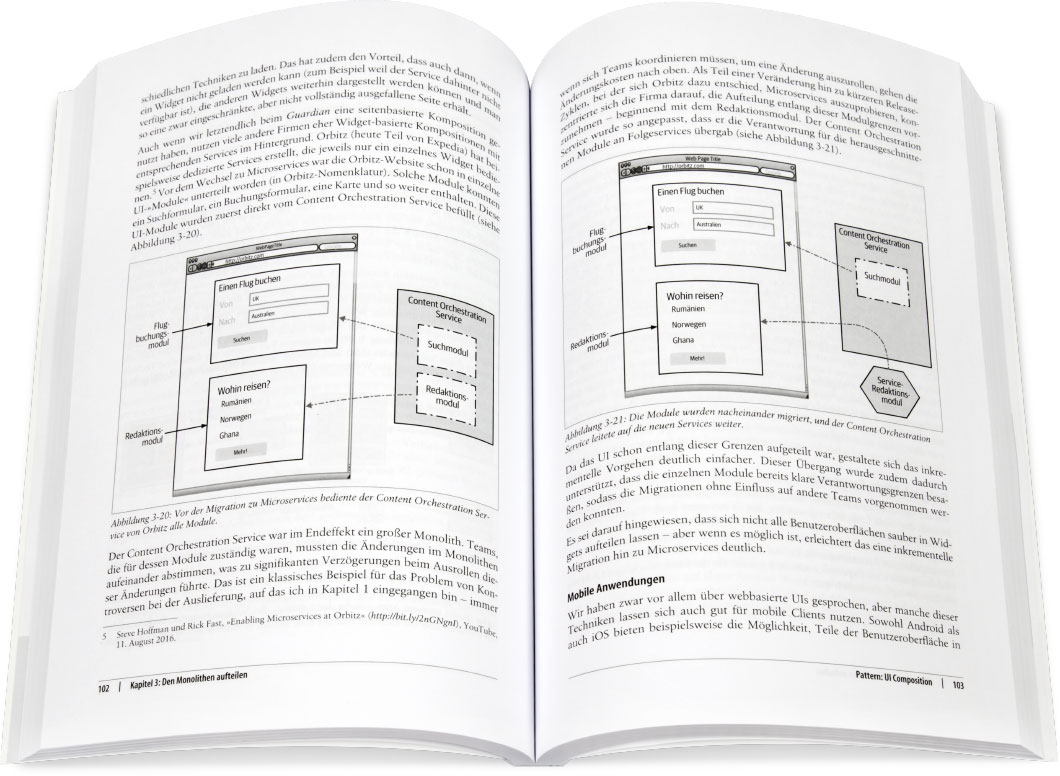 Blick ins Buch: Vom Monolithen zu Microservices
