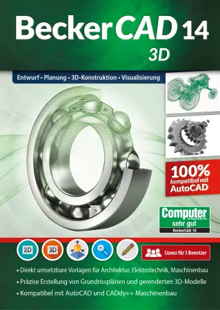 BeckerCAD 14 3D - Dauerlizenz für 3 PCs