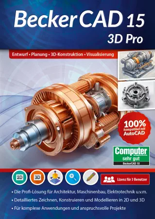 BeckerCAD 15 3D Pro - Dauerlizenz für 3 PCs