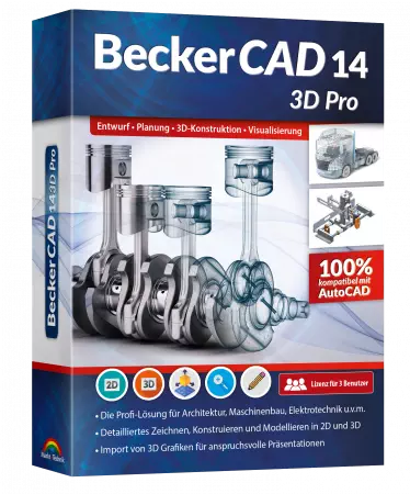 BeckerCAD 14 3D Pro - Dauerlizenz für 3 PCs
