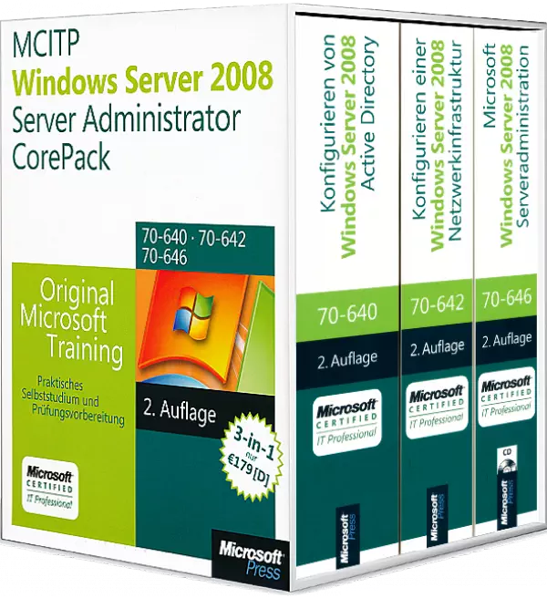 MCITP / MCSA Windows Server 2008 R2 Server Administrator CorePack - Original Microsoft Training für Examen 70-640, 70-642, 70-646 / Autor:  Holme / Northrup / Mackin / McLean / Ruest / Thomas, 978-3-86645-994-6