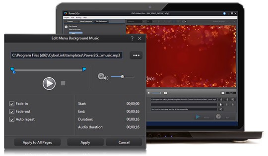 CyberLink Power2Go – Anpassung der Hintergrundmusik