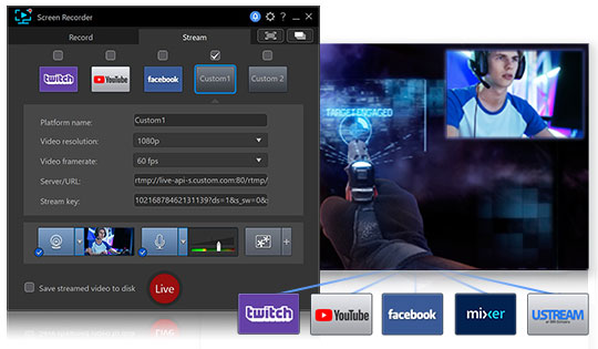 Verwendung eines benutzerdefinierten Streaming-Server CyberLink Screen Recorder - Verwendung eines benutzerdefinierten Streaming-Server