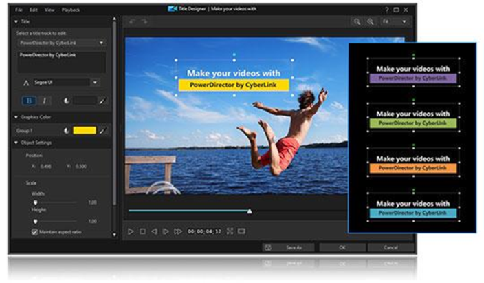 CyberLink PowerDirector 2025 – Verbessert: Grafiktitel