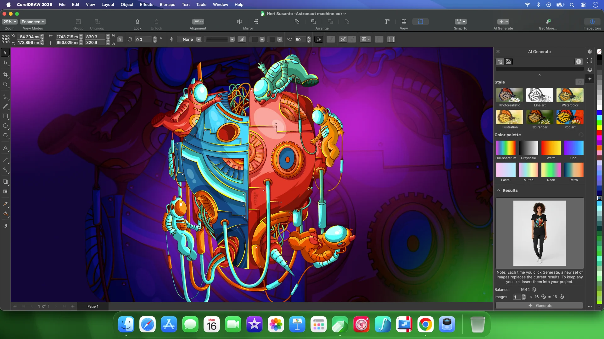 CorelDRAW 2026 - KI-Funktion unter macOS im Darkmode