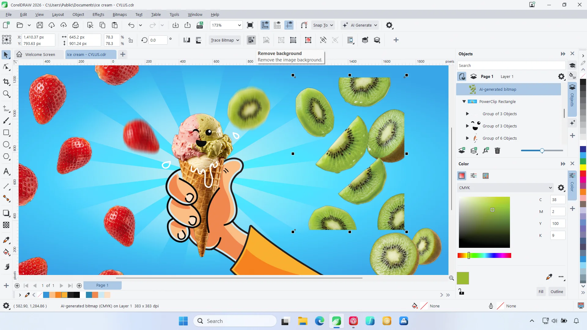 CorelDRAW 2026 - Hintegrund entfernen danach