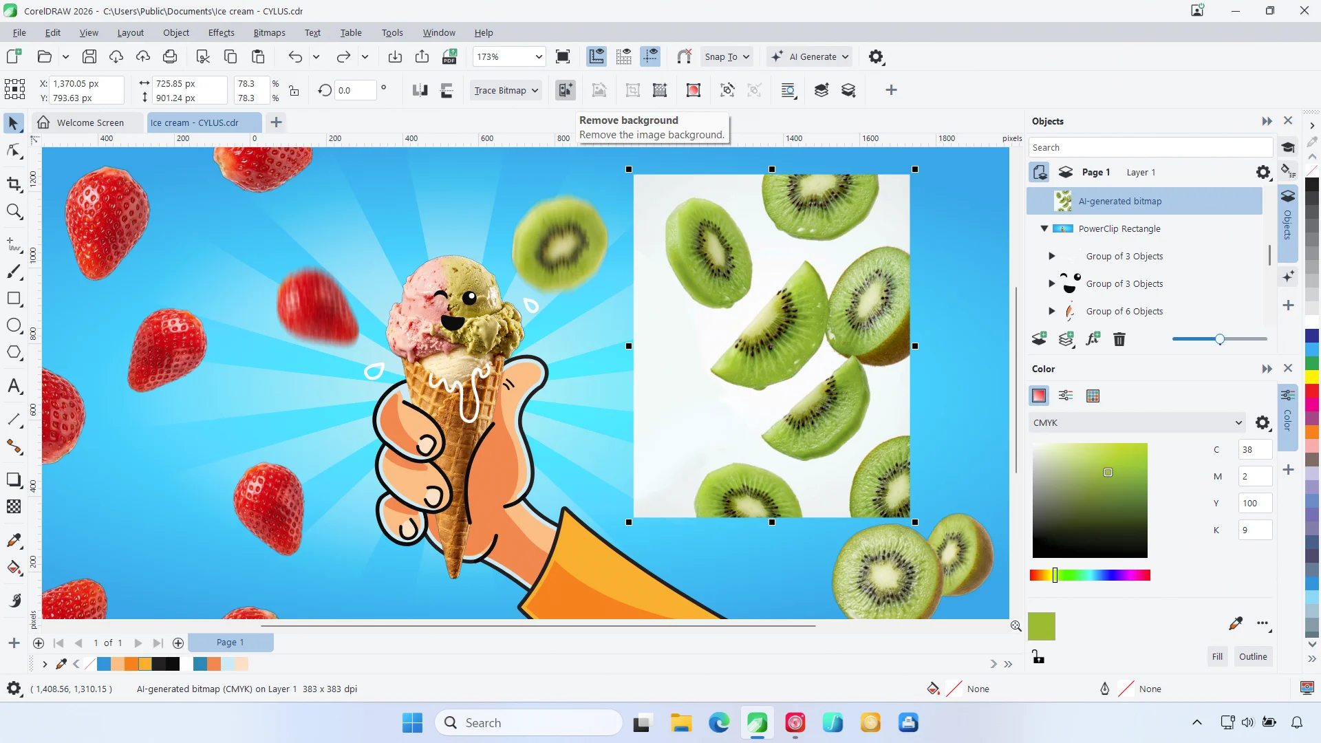CorelDRAW 2026 - Hintegrund entfernen vorher