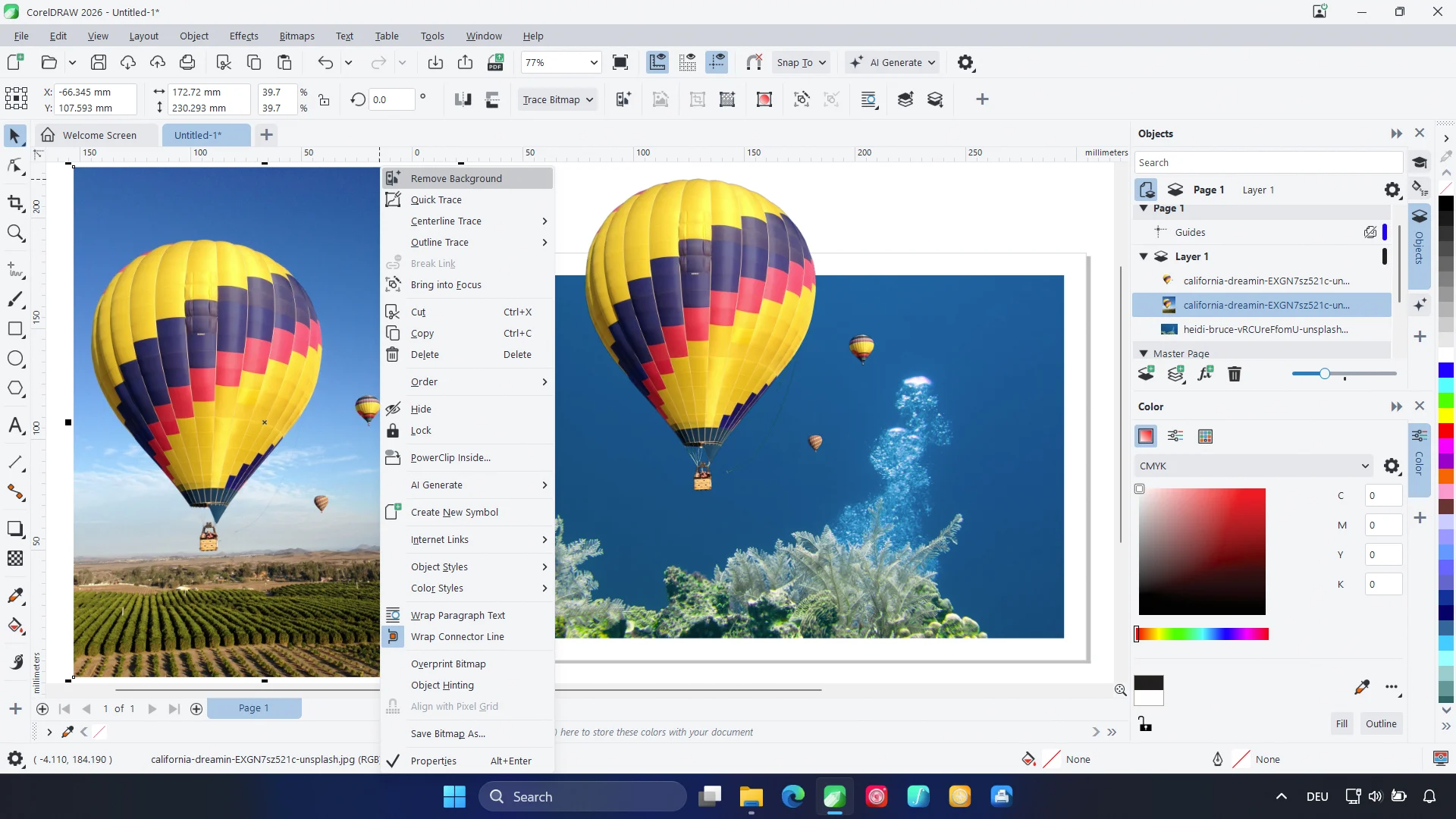 CorelDRAW 2026 - Hintergrund austauschen unter Windows
