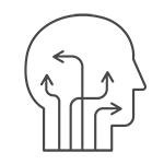 Icon Kopf mit Pfeilen