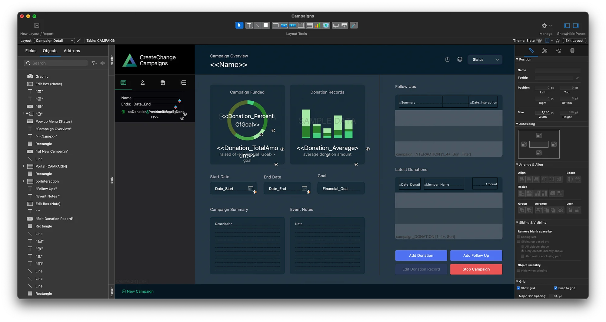 Screenshot zur Arbeitsoberfläche in FileMaker 2025