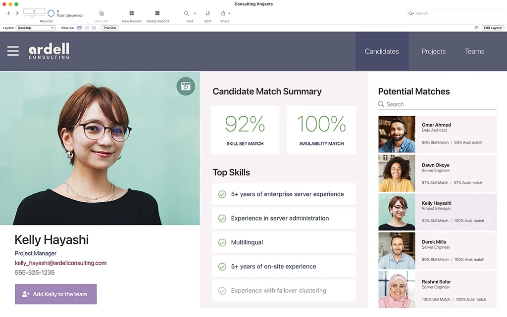 Screenshot zu CRM