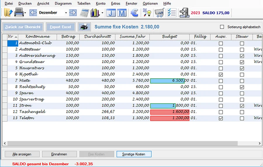 Screenshot Haushaltsbuch 2025