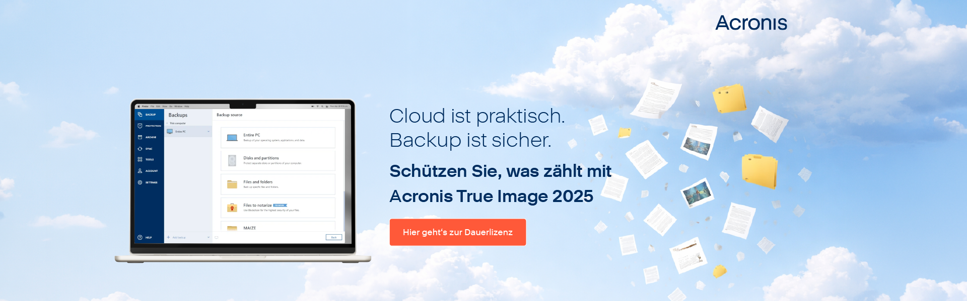Banner zu Acronis True Image Dauerlizenz. Ihre Nr. 1 für lokale Backups - wieder als Dauerlizenz erhältlich!