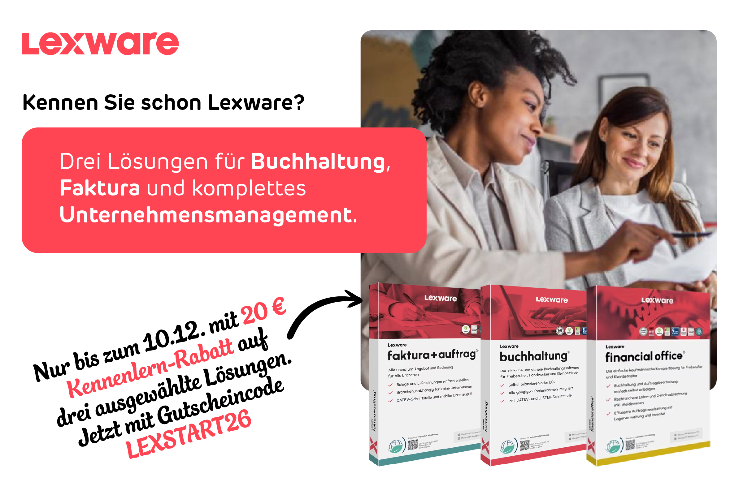 Lexware 2026 kennenlernen: Buchhaltung. Auftragsbearbeitung. Komplettbüro.