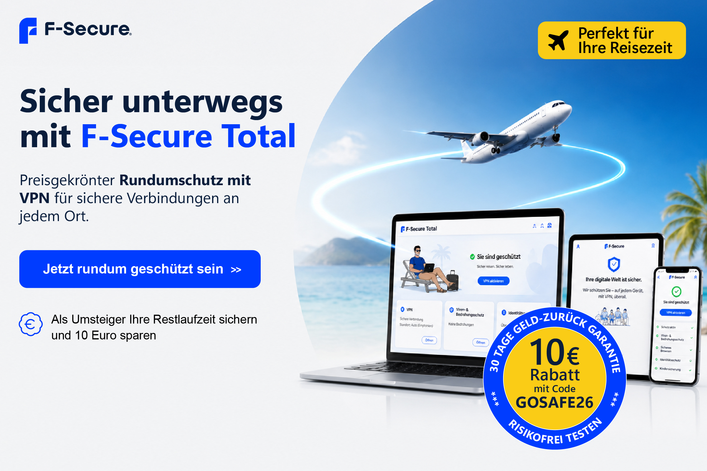 Mit F-Secure TOTAL Ihre Geräte, Daten und Identität schützen