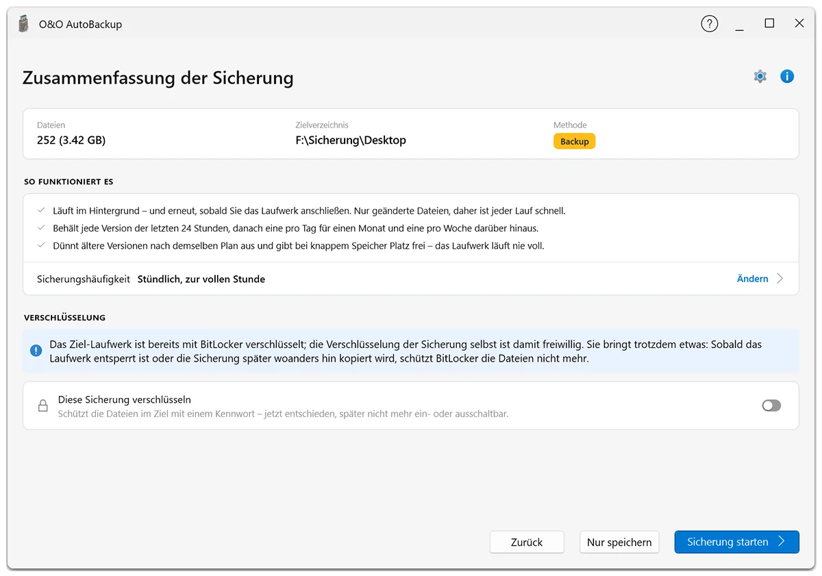 Screenshot O&O AutoBackup 8
