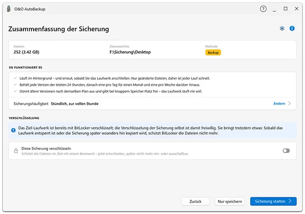 Screenshot O&O AutoBackup 8