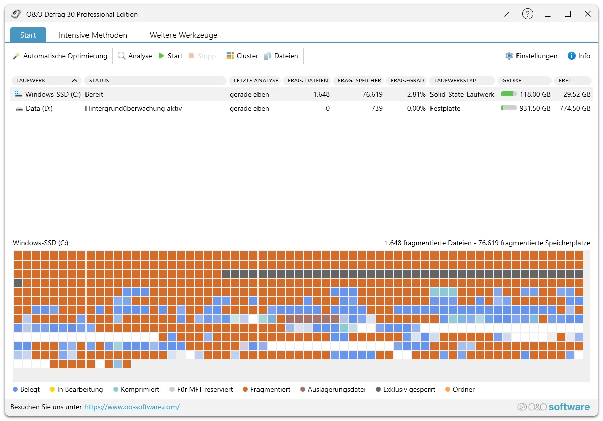O&O Defrag ist einfach einfach