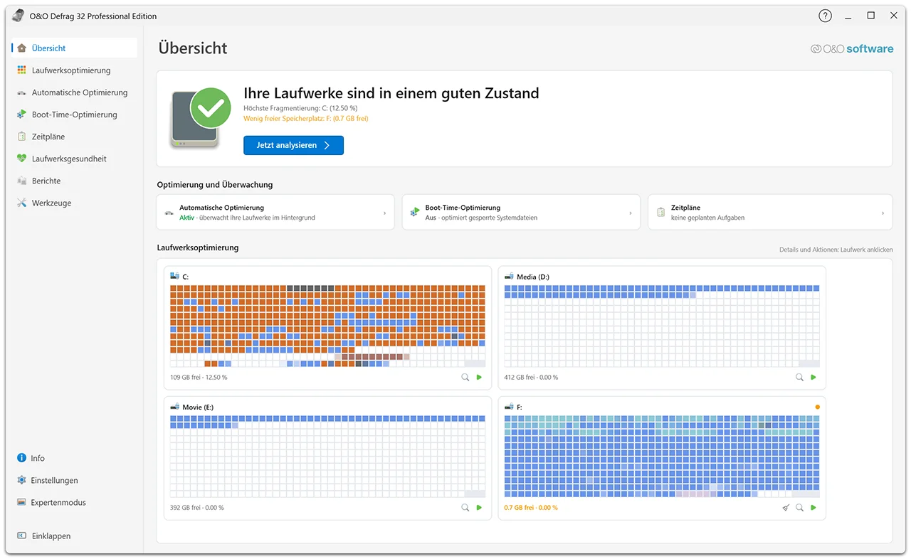 O&O Defrag ist einfach einfach
