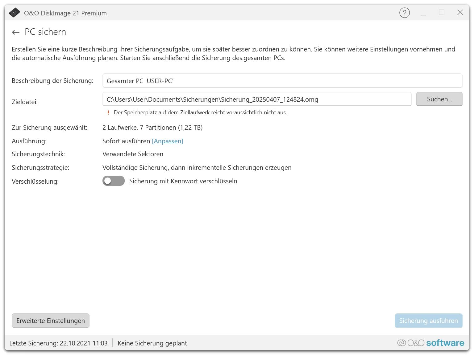 O&O DiskImage 21 Laufwerksicherung