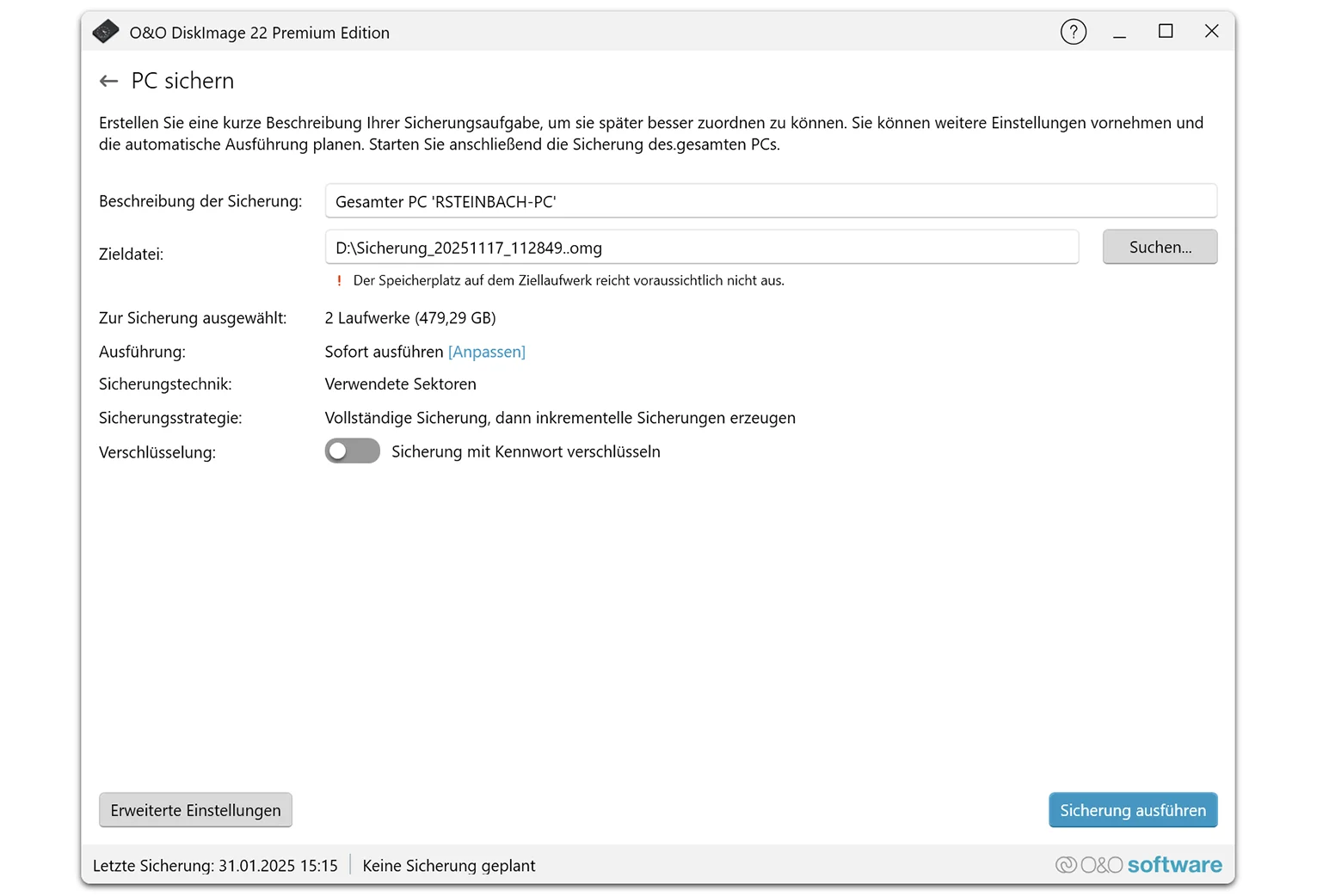 O&O DiskImage 22 PC sichern