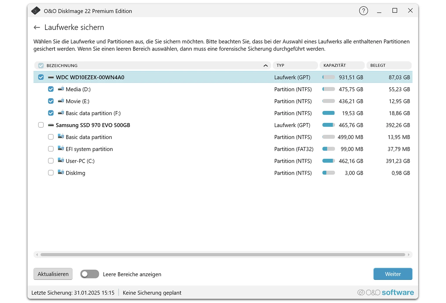 O&O DiskImage 22 Laufwerke sichen
