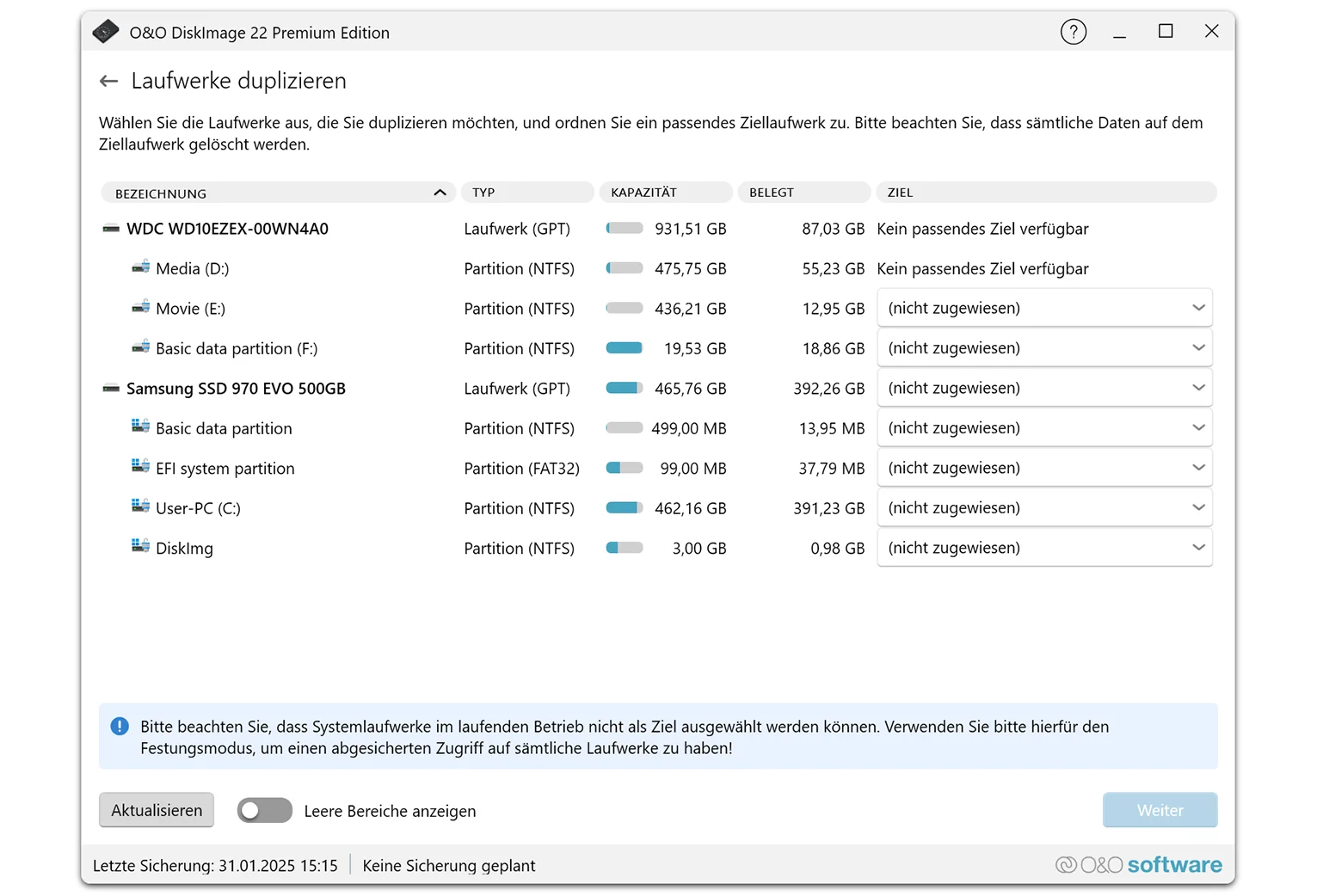 O&O DiskImage 22 Laufwerke duplizieren