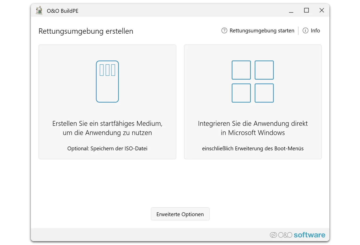 O&O DiskImage 22 Rettungsmedium erstellen