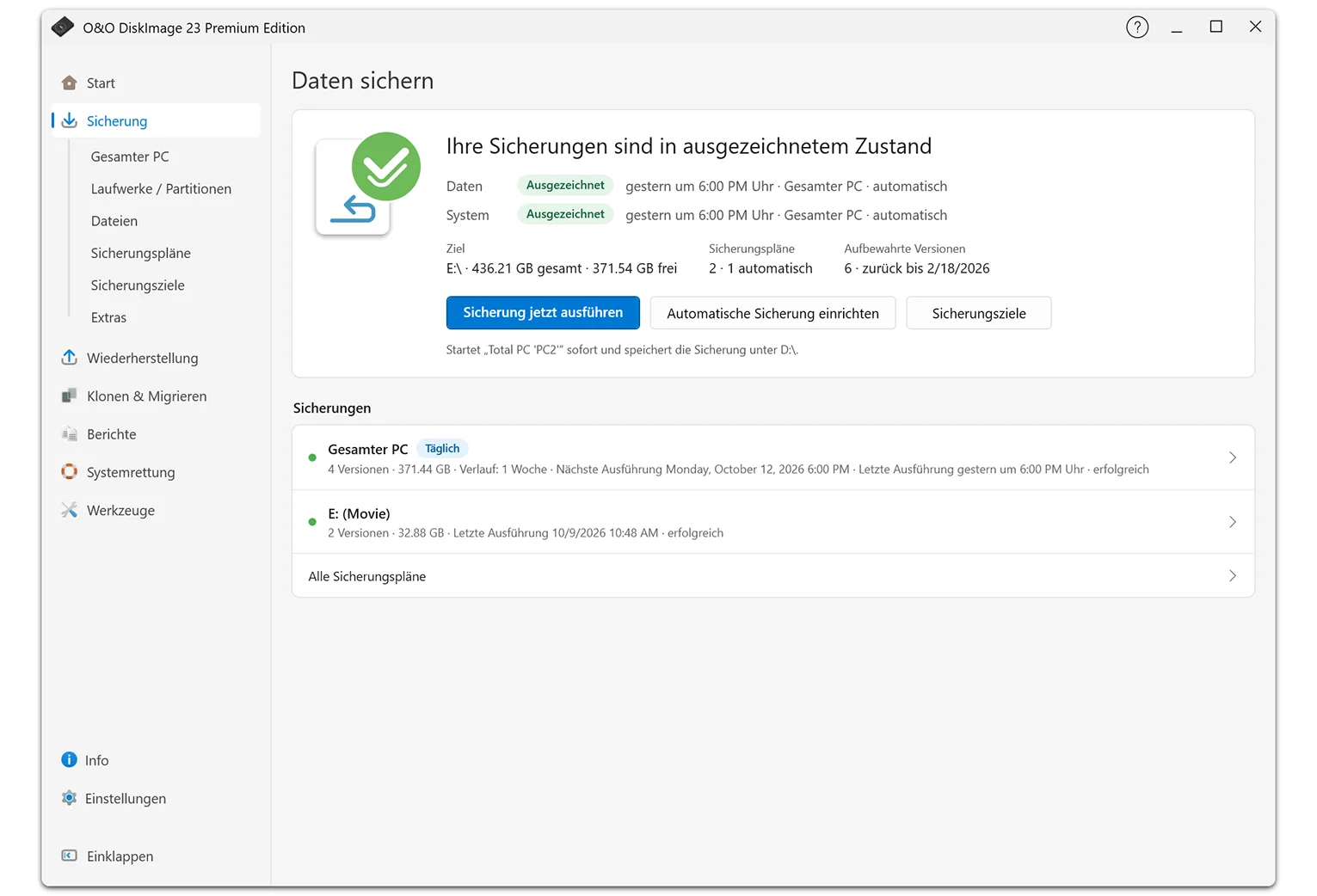 O&O DiskImage 23 Daten sichern
