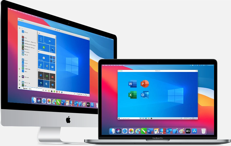 Parallels Desktop auf Monitor und Laptop