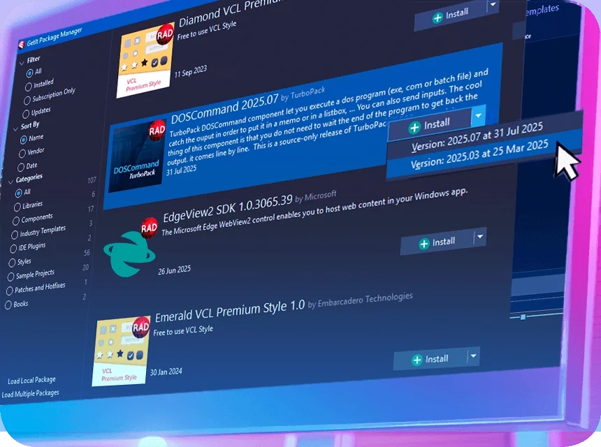 Versionsverwaltung für GetIt-Pakete