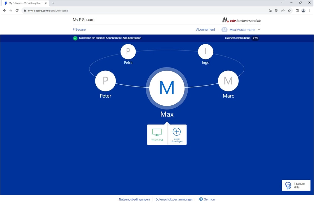 My F-Secure-Konto im Browser