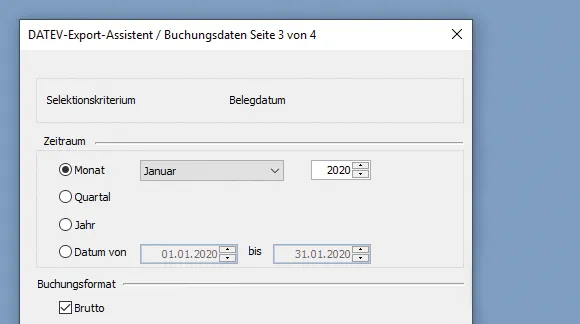 Screenshot zu DATEV-Export-Assistent