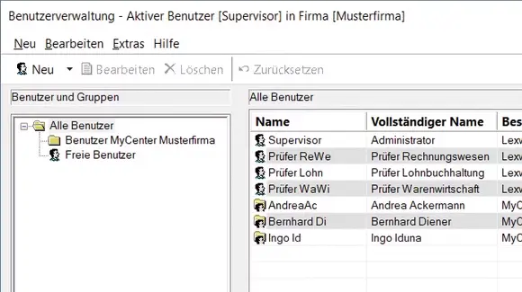 Screenshot zu Benutzerverwaltung