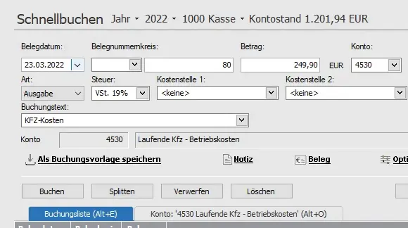 Übersichtliche Kassenbuchführung