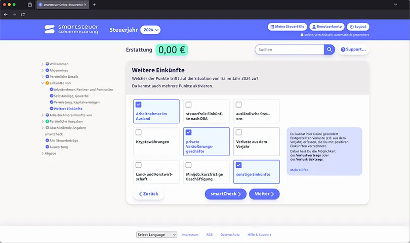 smartsteuer 2025 - Weitere Einkünfte