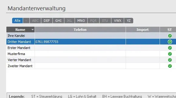 Schneller Zugriff auf alle Mandanteninformationen