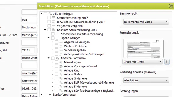 TAXMAN 2023 - Die praktische Druckfunktion