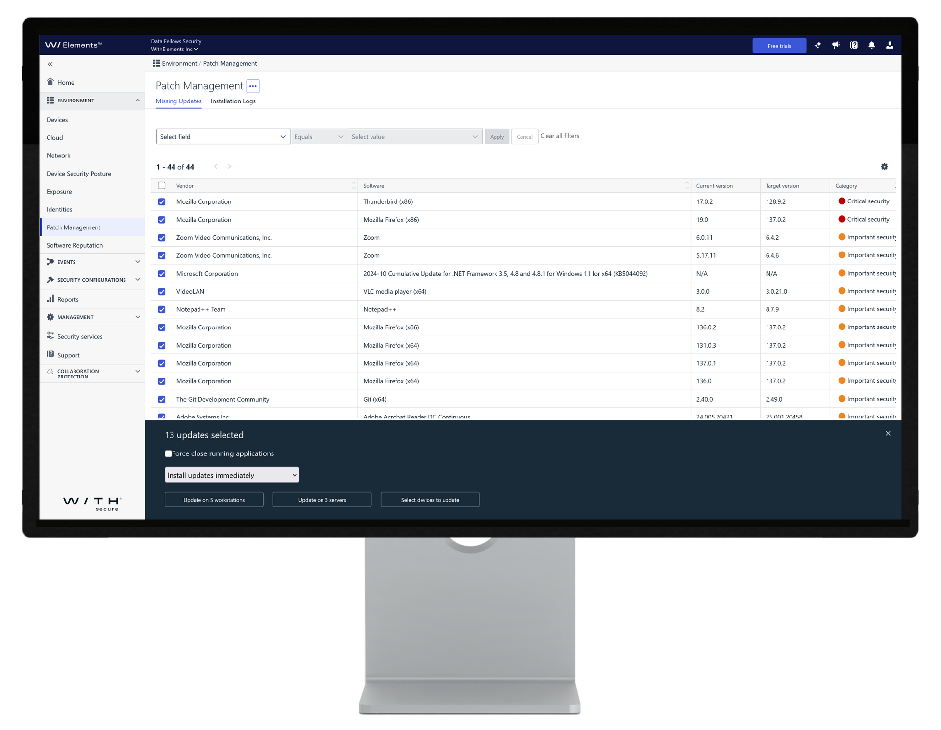Screenshot: Patch Management
