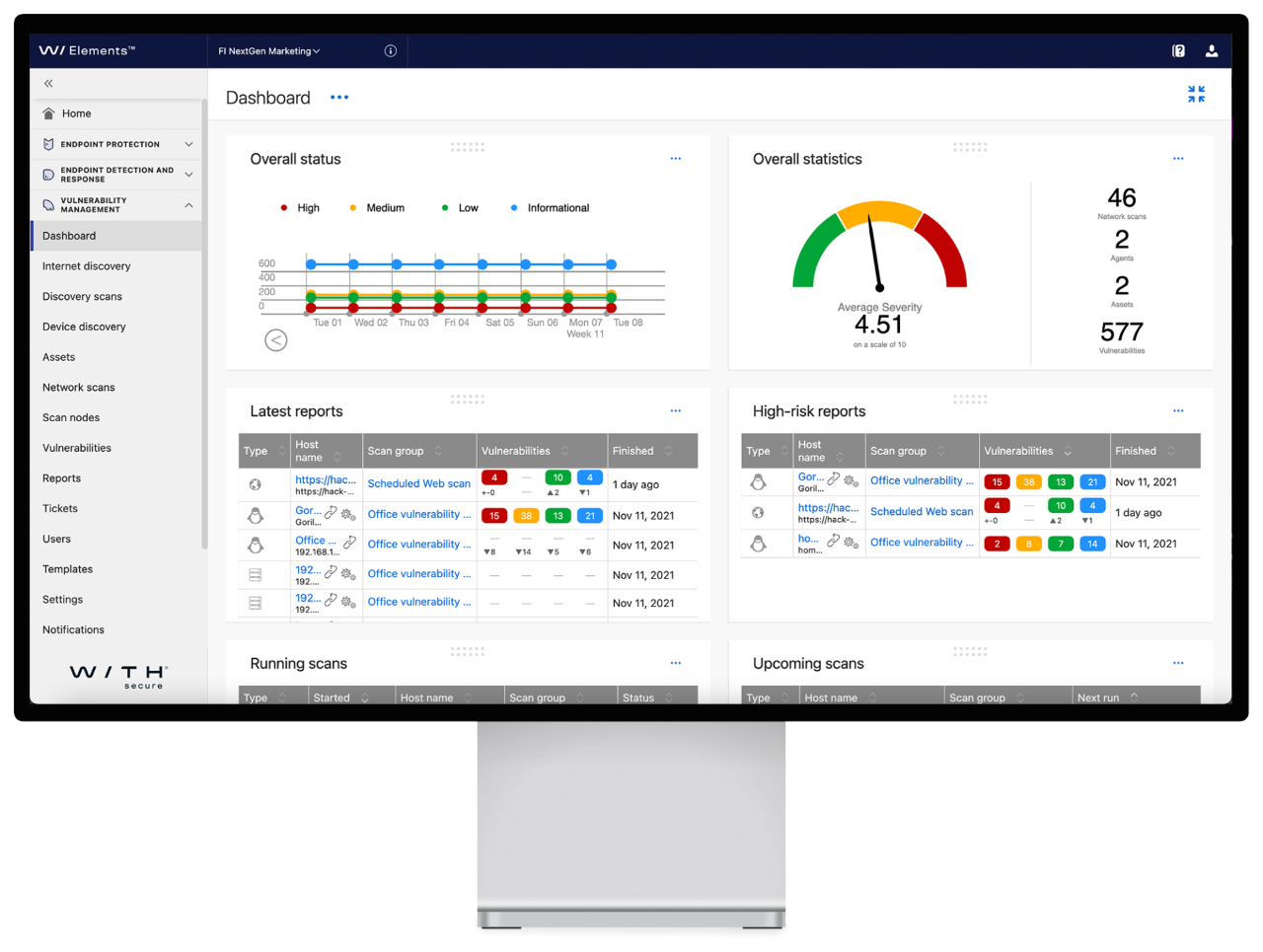 WithSecure Vulnerability Management Dashboard
