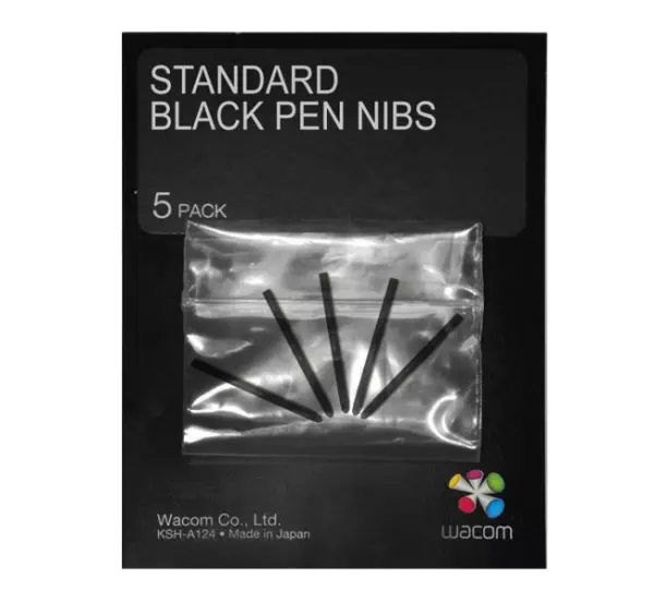 Wacom Standard Stiftspitzen, 5 Stk., schwarz (ACK-20001) - Kompatibel u.a. mit Intuos4, Intuos5, Intuos Pro, Bamboo /  , 
